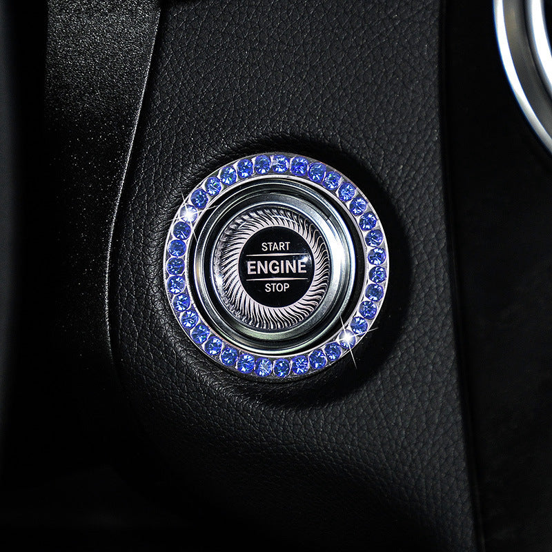 Zinc Alloy Ignition Button Cover with Sparkle Effect - "START STOP" Design, Plated, Easy Installation, Fits Most Vehicles, Ignition System Upgrade | Sparkling Button Cover | Glossy Finis - Daisan Mart