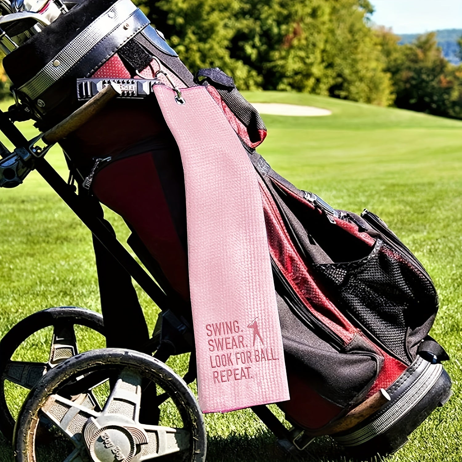 Fun Embroidered Golf Towel with Hook, Unique Golf Gift