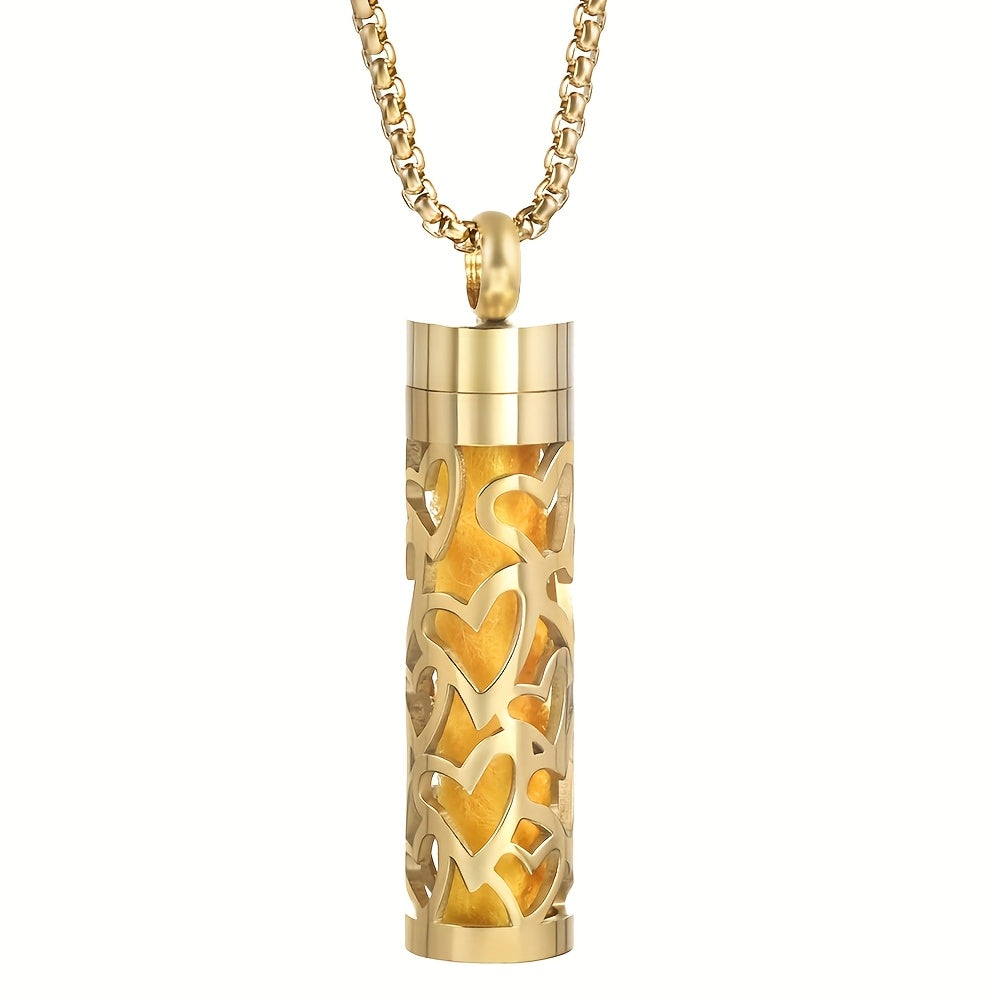New Golden Stainless Steel Aroma Geometric Pattern Hollow Pendant Necklace