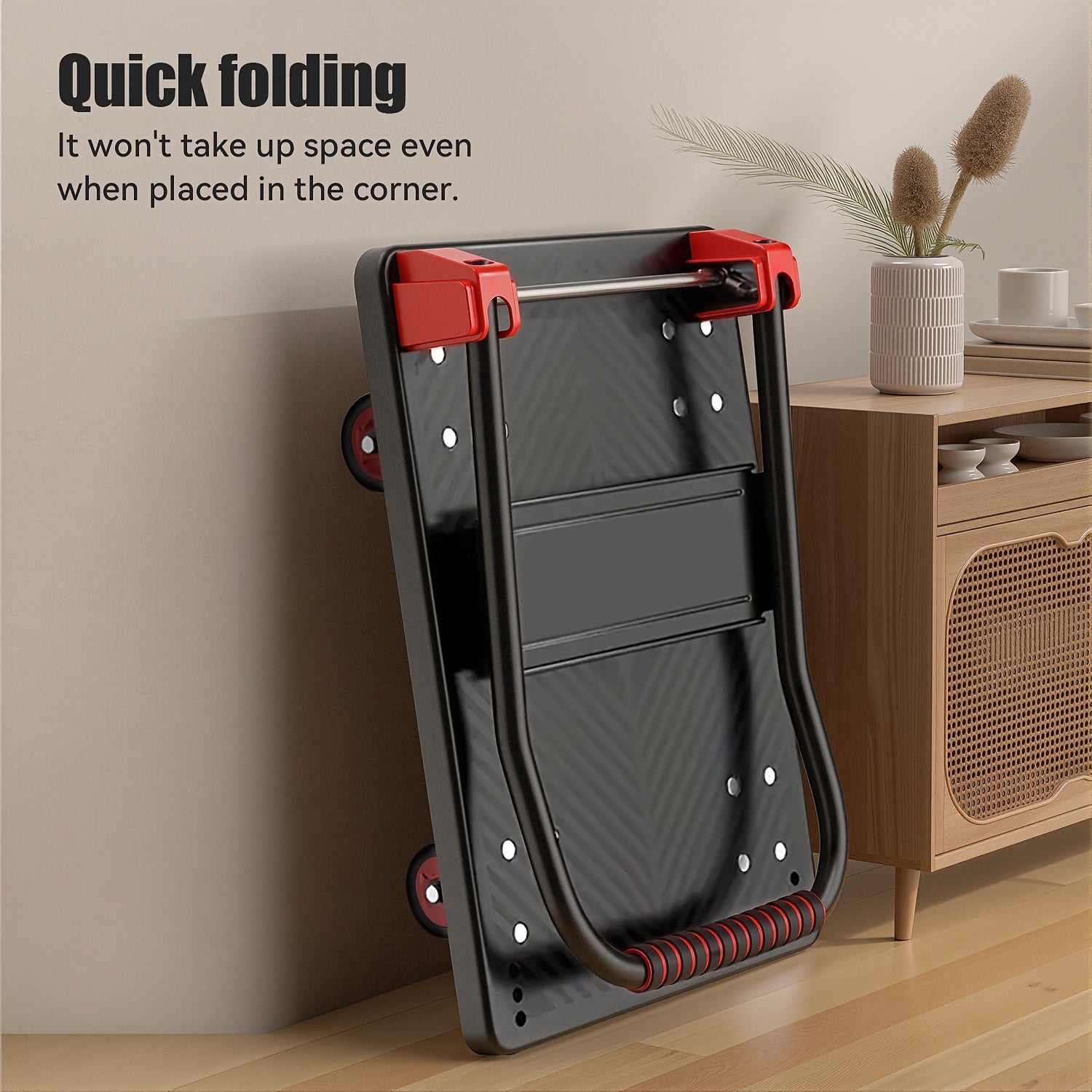 Collapsible Platform Trolley with Strong Load-bearing Capacity, A Multi-functional And Practical Flatbed Cart with 360° Rotating Silent Rubber Tires, Made Of Plastic Material, Heavy Duty Cart, Warehouse Trolley, Spacesaving