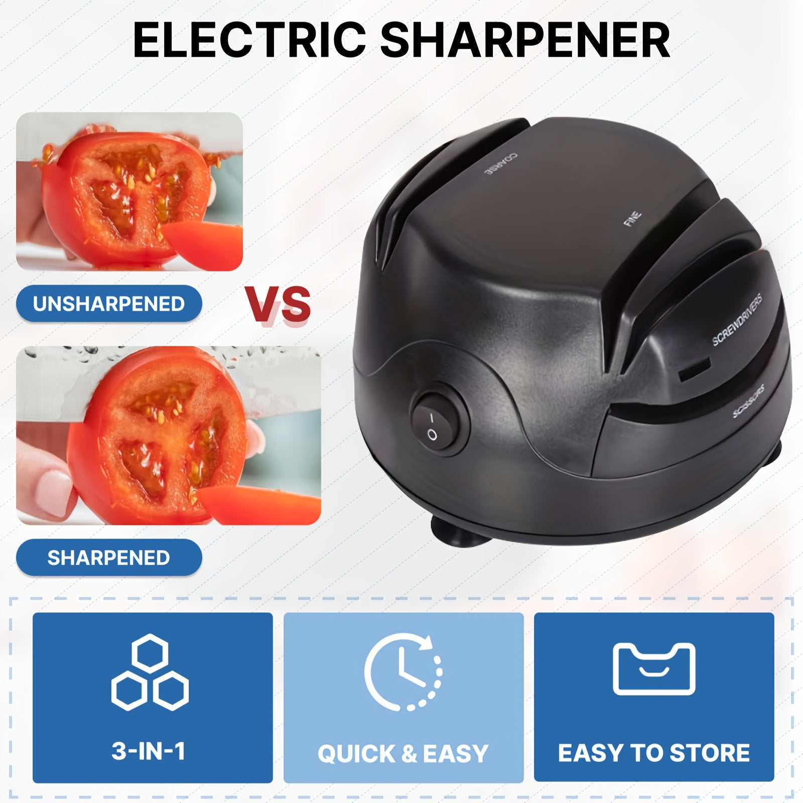 [Professional Knife Sharpener] WANVOAPLS Professional Electric Knife Sharpener 28D-4 Model - 4-Slot Sharpening System, Dual Voltage (36V-100V) with US Plug, ABS Material - Ideal for Kitchen Knives and Utensils | Modern Kitche