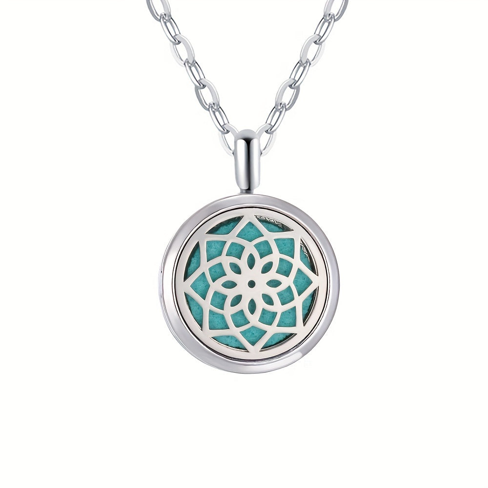 Metal Stainless Steel Pendant Necklace Open Locket Perfume Aroma Essential Oil Diffuser Necklace For Women Girls - Daisan Mart