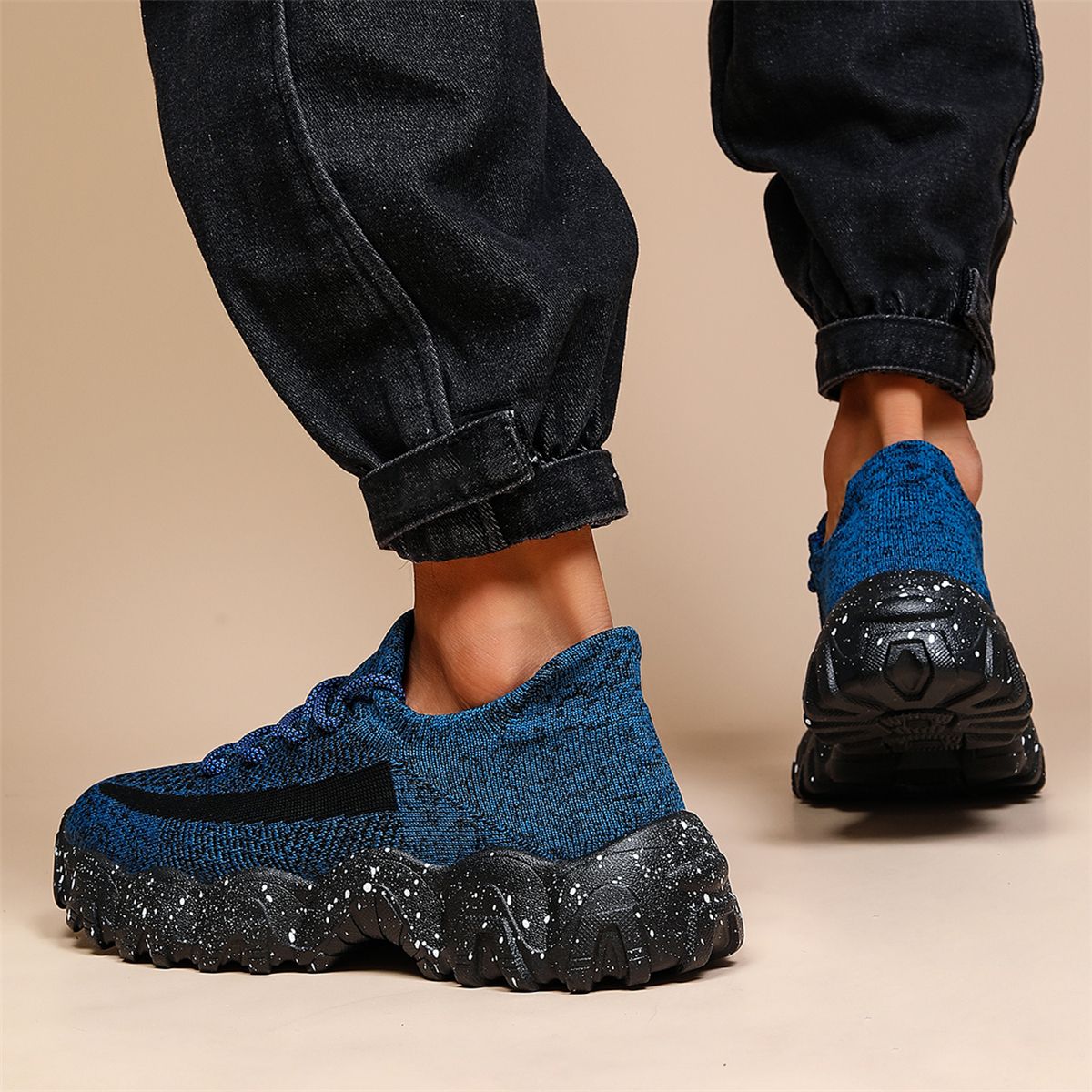 Giày Sneaker Nam Thể Thao Họa Tiết Hình Học Thoáng Khí