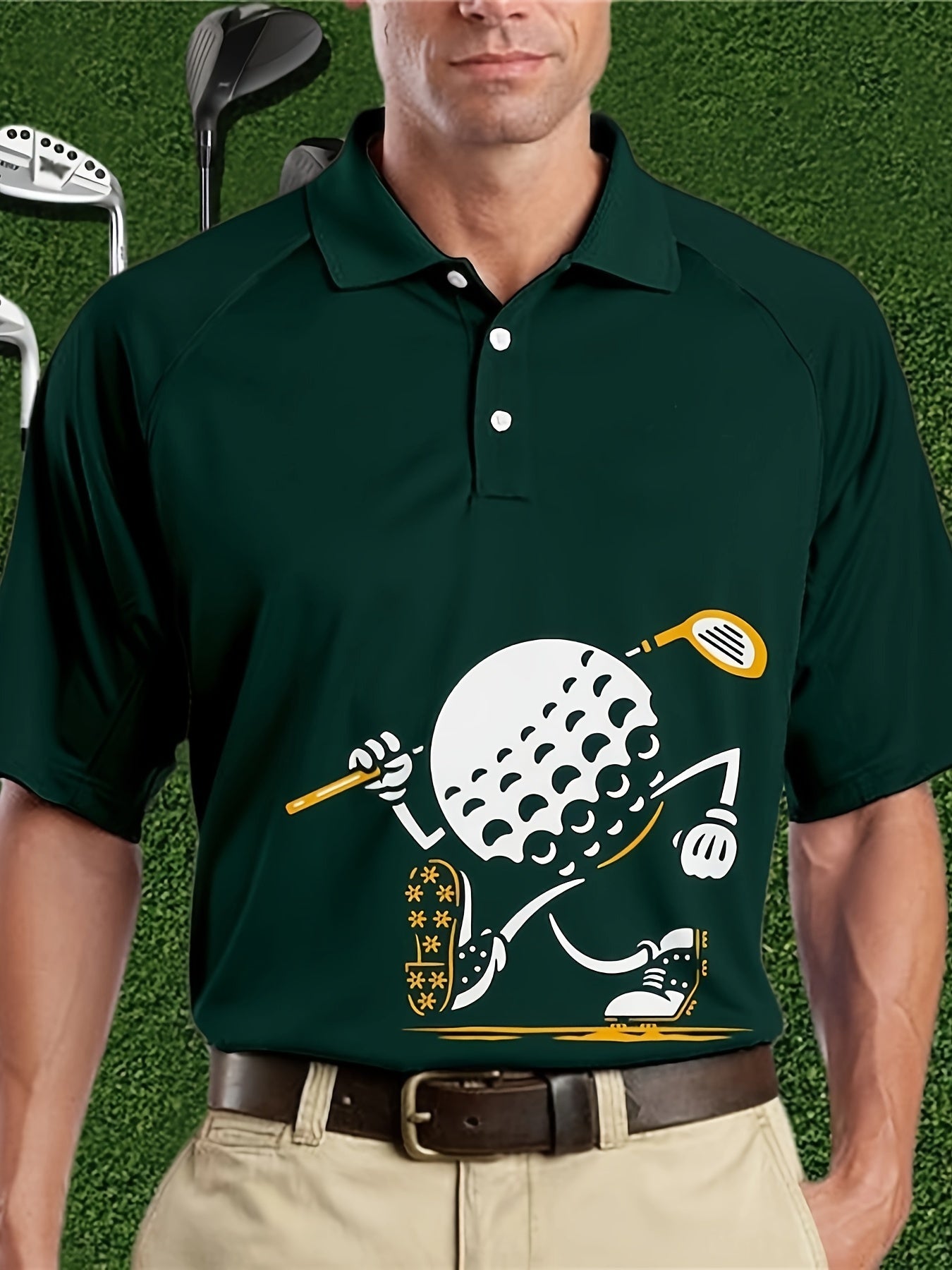 Men's Summer Sports Shirt with Funny Golf Ball Print