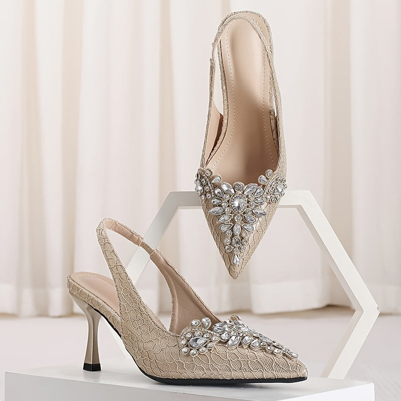 Sparkling High Heels - Rhinestones &amp; Adjustable Straps
