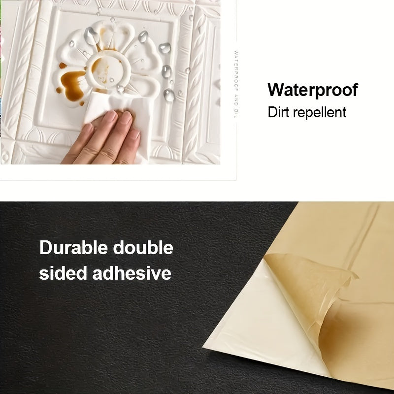 3D Waterproof Wallpaper White Flowers 50 Pieces