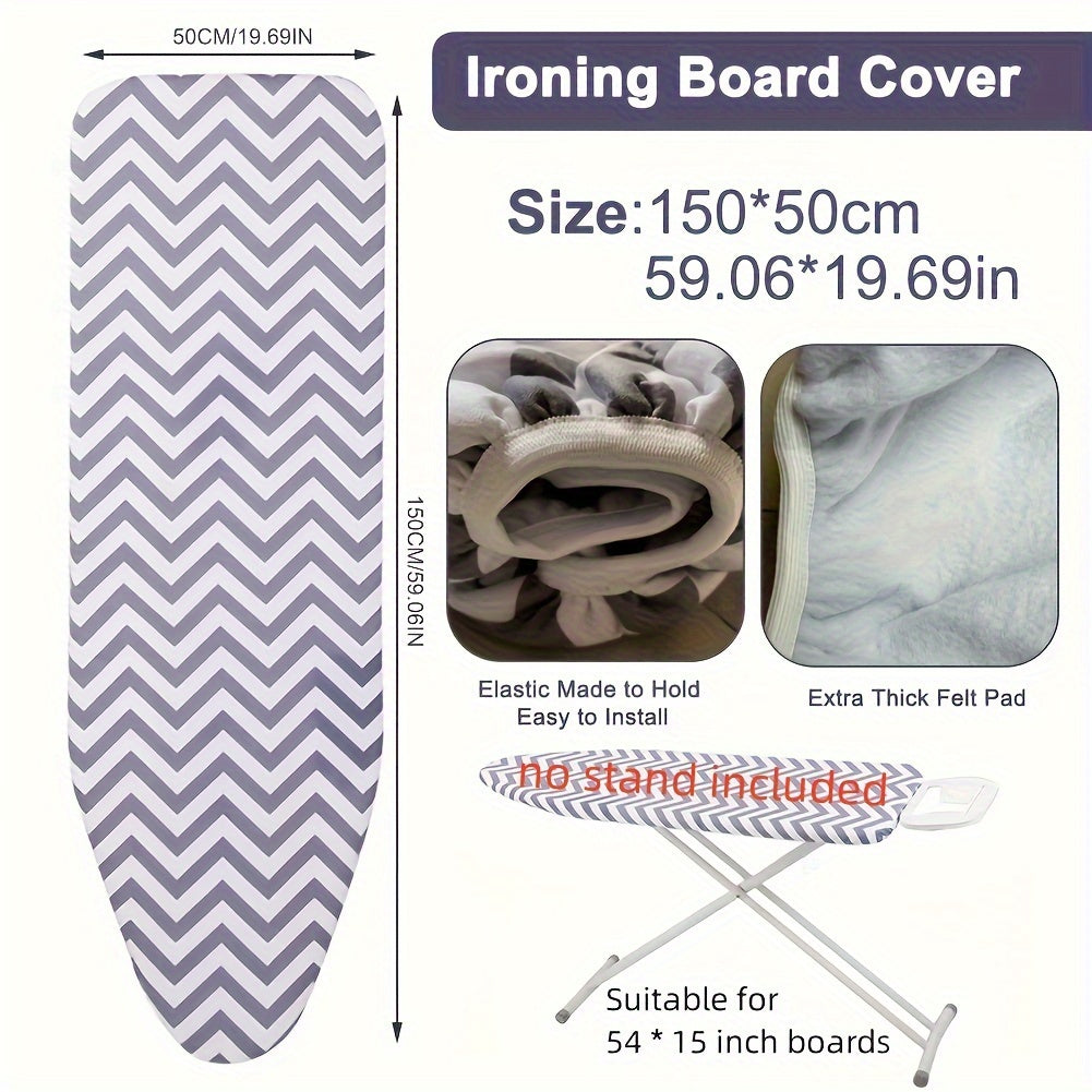 Heat Resistant Ironing Board Cover with Extra Thick Felt Pad - Protect Clothes and Board from Dust - Household Essential