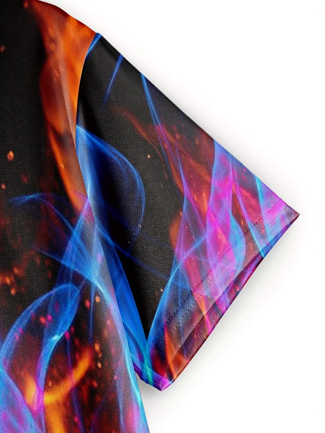 Big Size Golf Shirt 3D Printed Fire Pattern - Light Stretch, Breathable Fabric