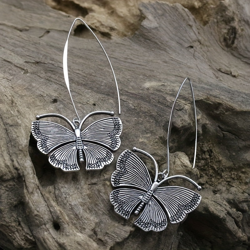 Jewelry Vintage Silvery Butterfly Earrings
