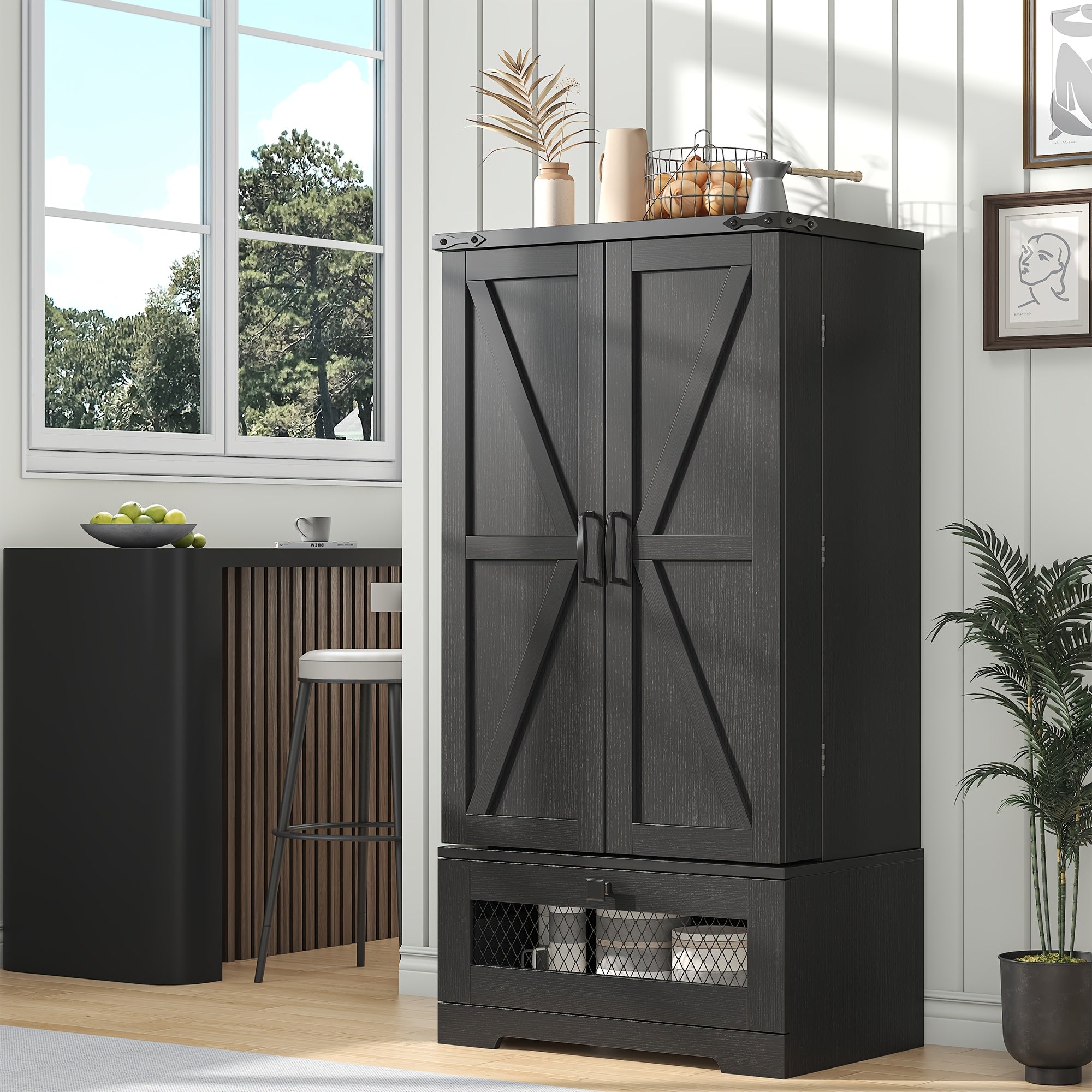 Multi-Function Kitchen Cabinet 55 With Drawers &amp; Adjustable Shelves