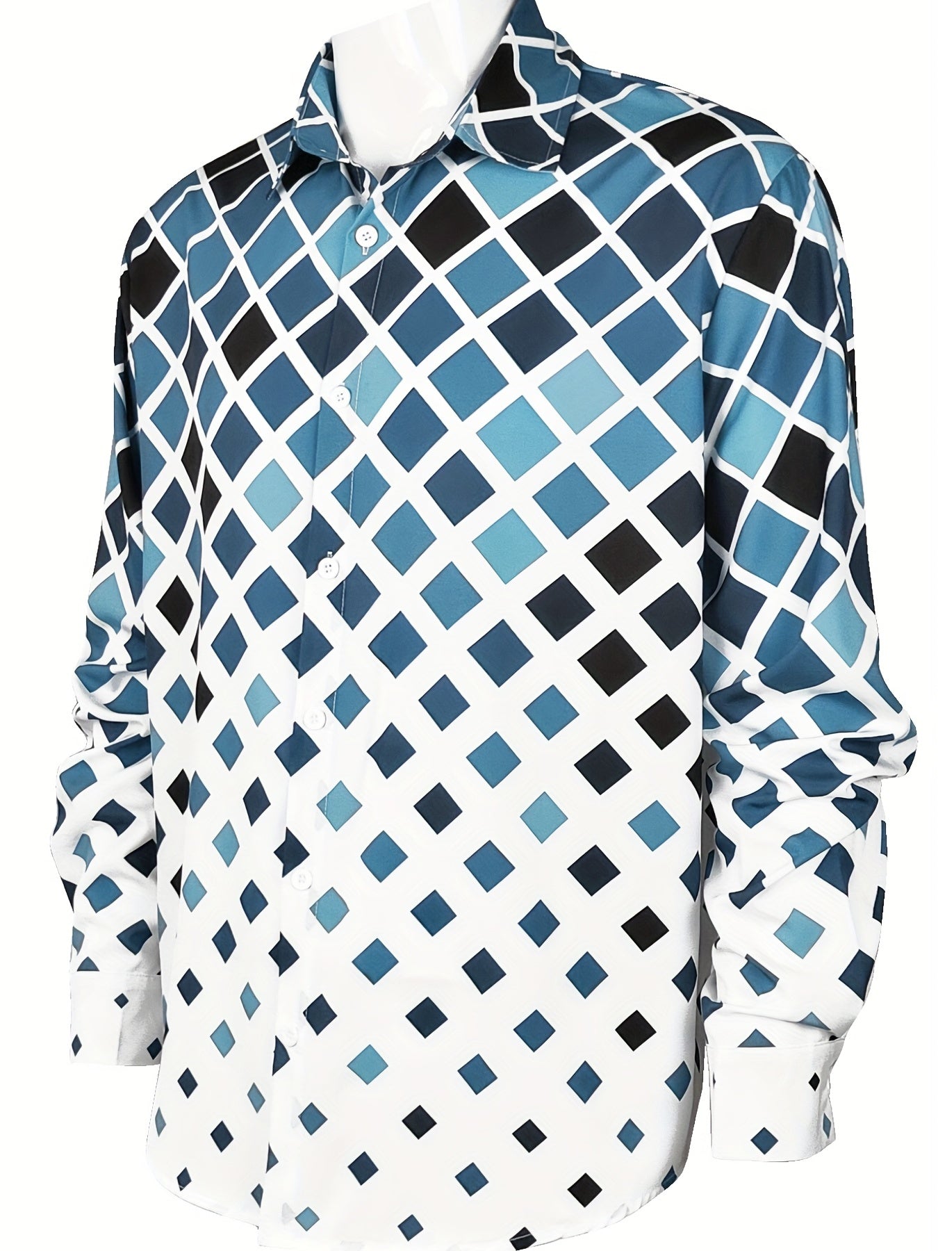 Áo Nam Boho Dài Tay Họa Tiết Xanh Trắng - Thoải Mái & Phong Cách