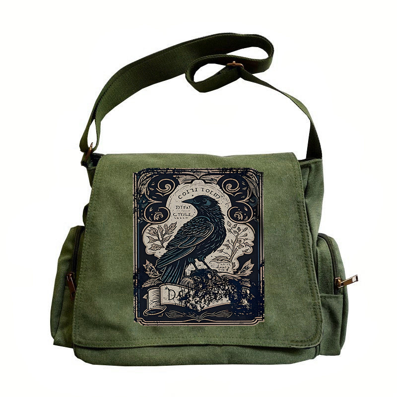 Vintage Style Multi-Function Crow Pattern Crossbody Bag