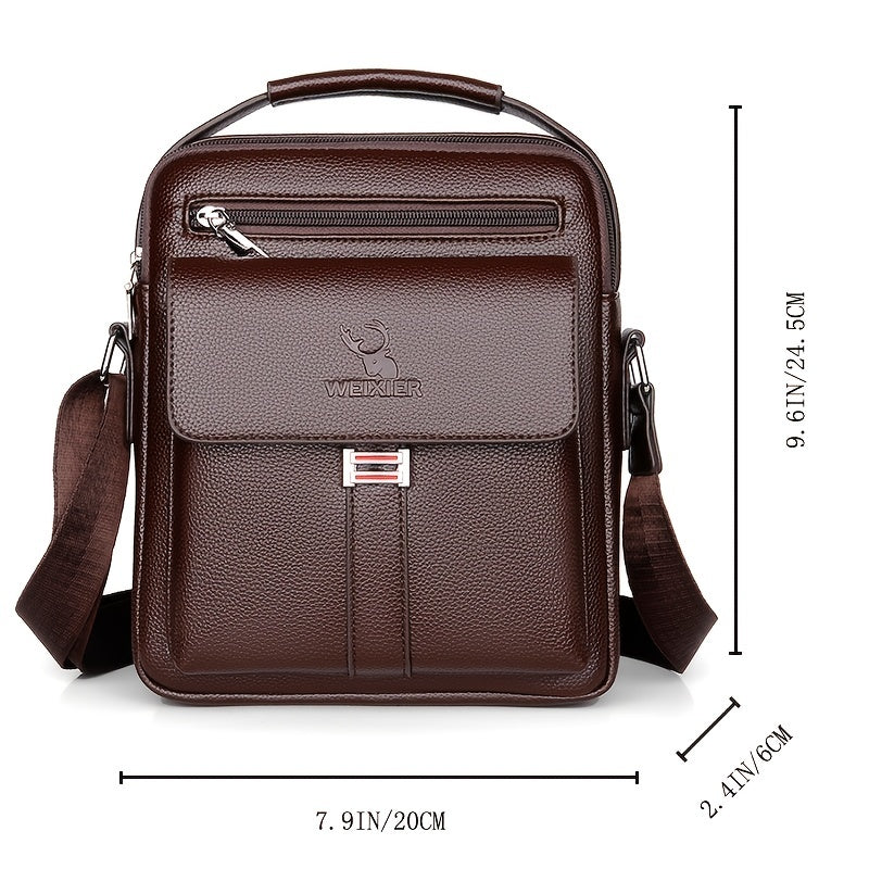 WEIXIER Vintage Men's Crossbody Bag with Convenient Multi-Compartments