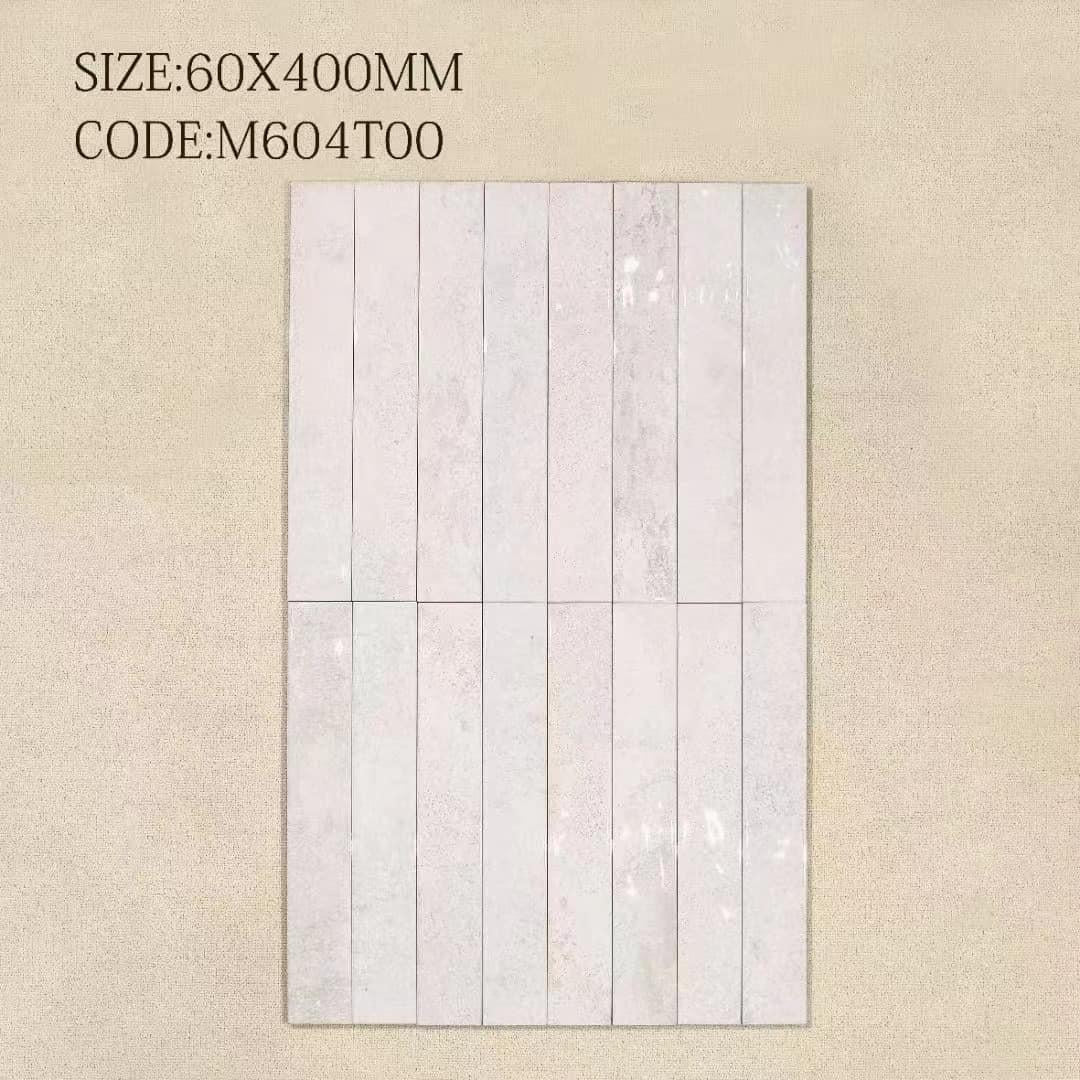 Flat glossy porcelain tile, size 60x400mm, code M604T00
