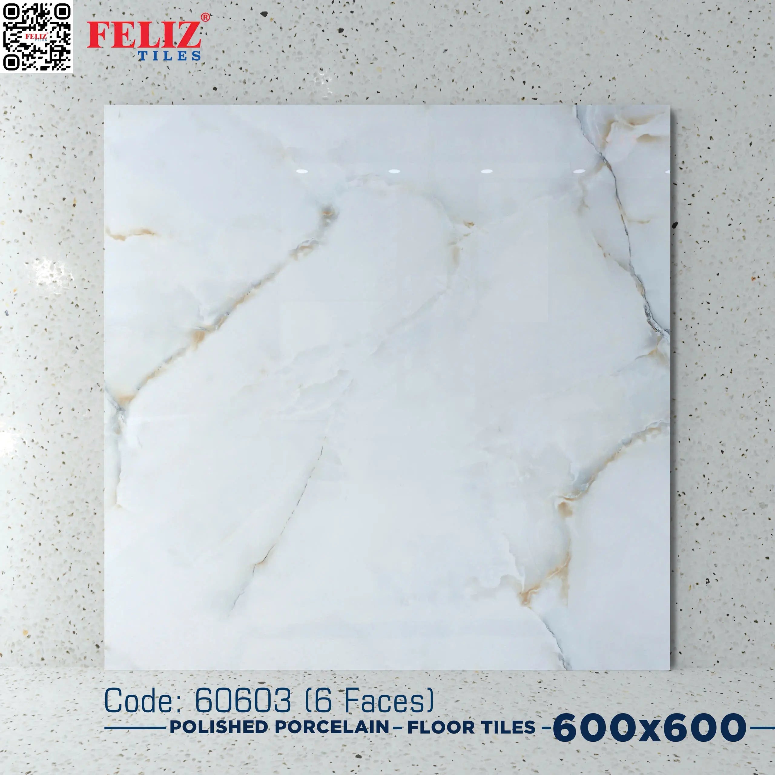 Vietnam floor tiles, white stone, 60603, size 600x600mm (4 pieces/box/1.44m2)