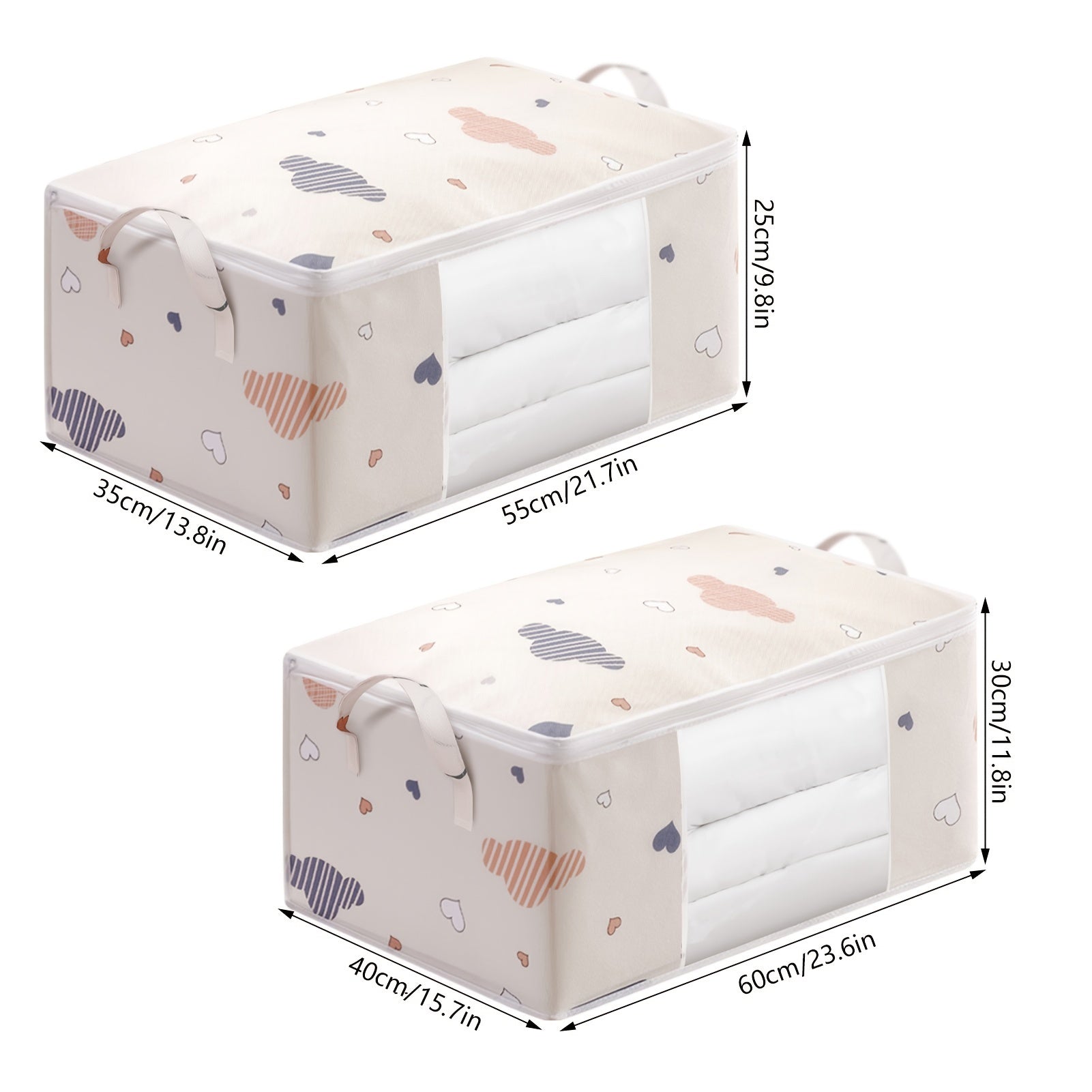 [Large Capacity Storage Bag] Large Capacity Foldable Clothes Storage Bag | Thick Fabric with Reinforced Handles, Sturdy Zipper & Transparent Window | Suitable for Quilts, Blankets, Bedding | Storage Bins, Baskets & Containers - Daisan Mart