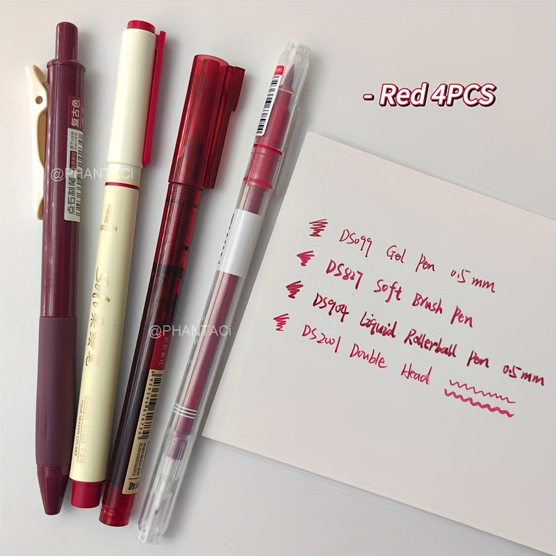 Bộ 4 Bút Thư Pháp Đầu Mềm Retro Nhiều Loại Ngòi