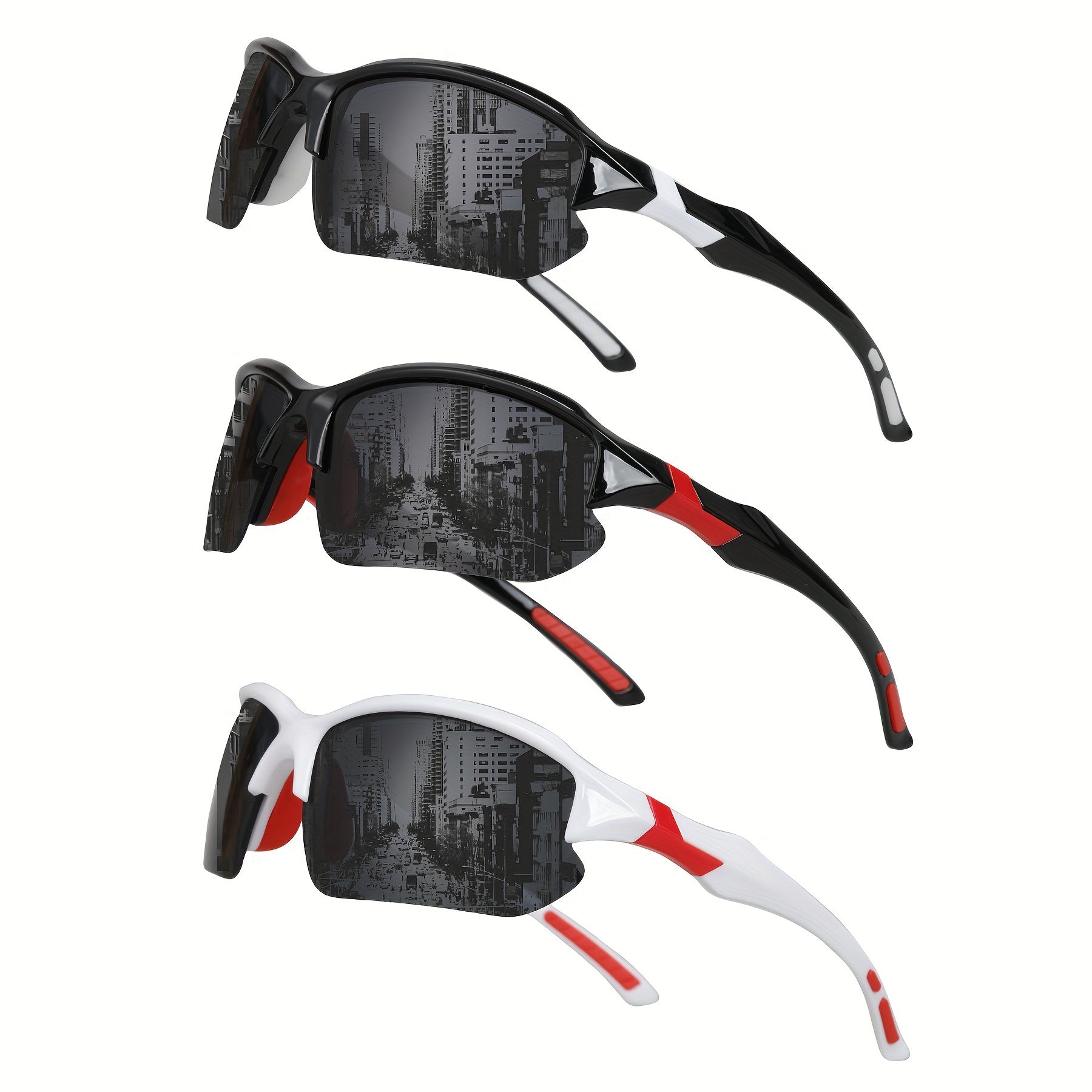 3-Piece Polarized Sports Glasses - Wind &amp; UV Protection