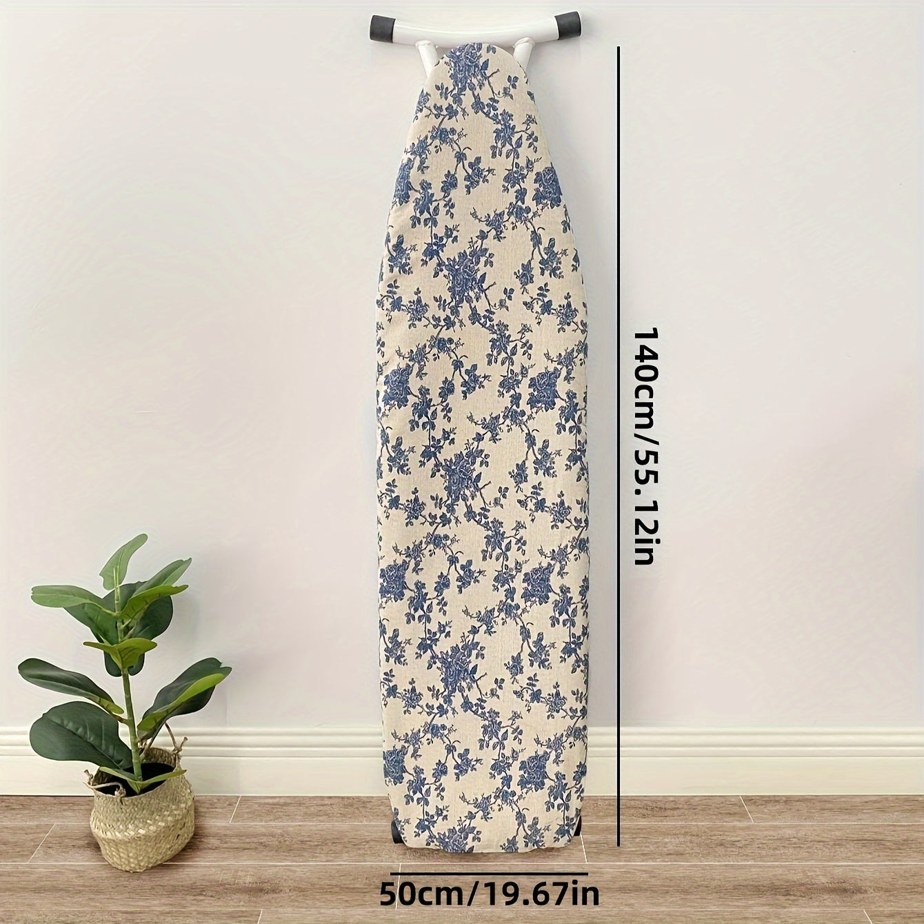 Blue Rose Ironing Board Cover - 55"X20", Anti-Scald, Stain-Resistant, Durable Polyester Cotton, Secure Fit With Nose Pockets
