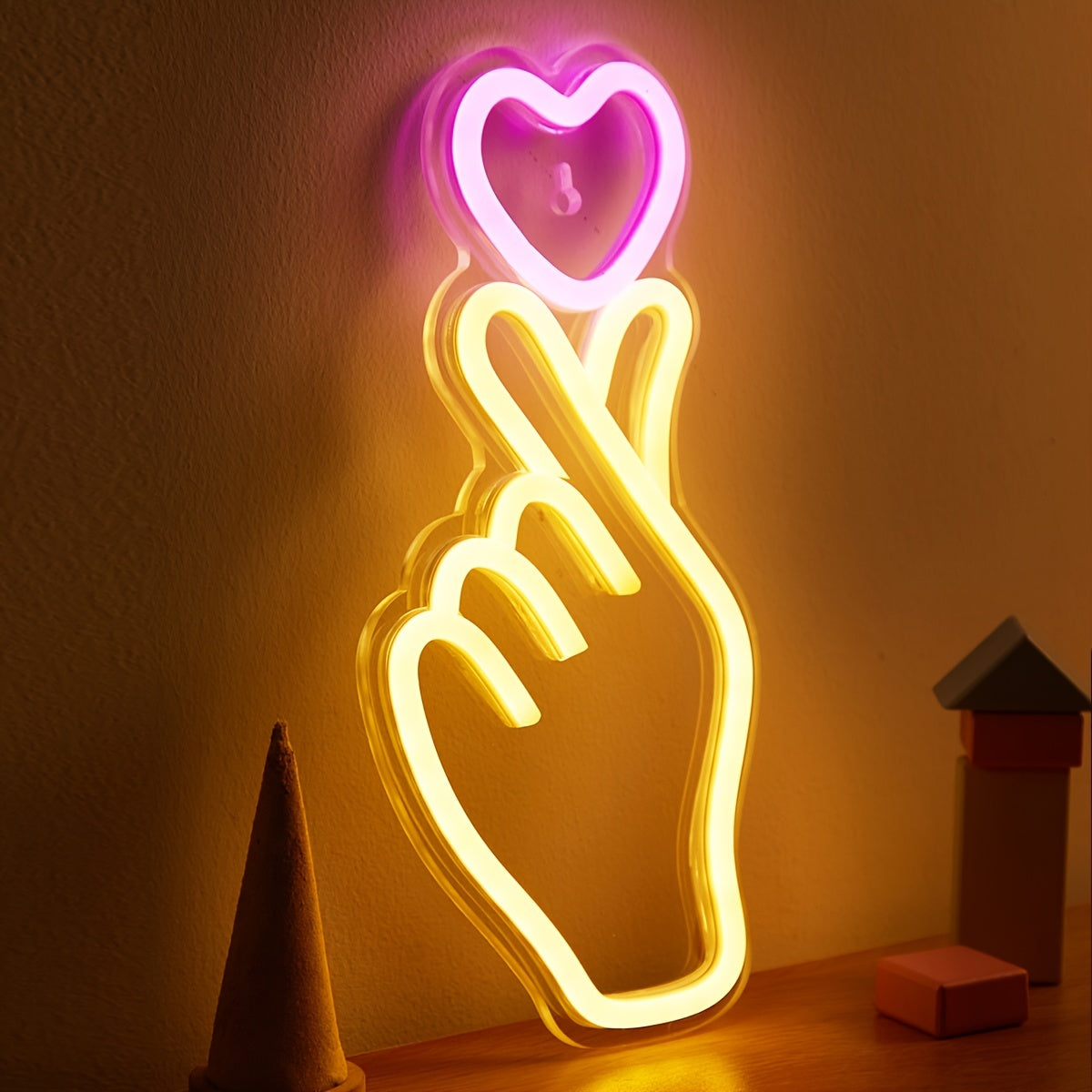 Heart Hand LED Neon Light, Bedroom Decoration USB 5V