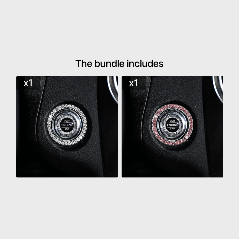 Zinc Alloy Ignition Button Cover with Sparkle Effect - "START STOP" Design, Plated, Easy Installation, Fits Most Vehicles, Ignition System Upgrade | Sparkling Button Cover | Glossy Finis - Daisan Mart