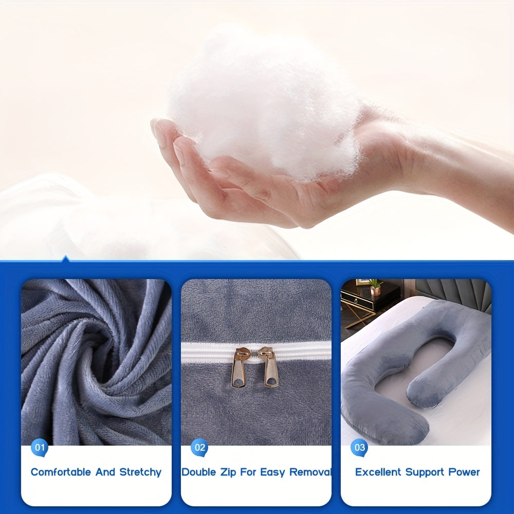 69/60 Inch J-Shape Maternity Full Body Pregnancy Pillow - Ergonomic Back &amp; Leg Support with Removable Velvet Cover, Machine Washable, More Filling, Durable Fabric for Side/Back Sleepers, Ideal for Women'S Sleep Aid &amp; Home Dec