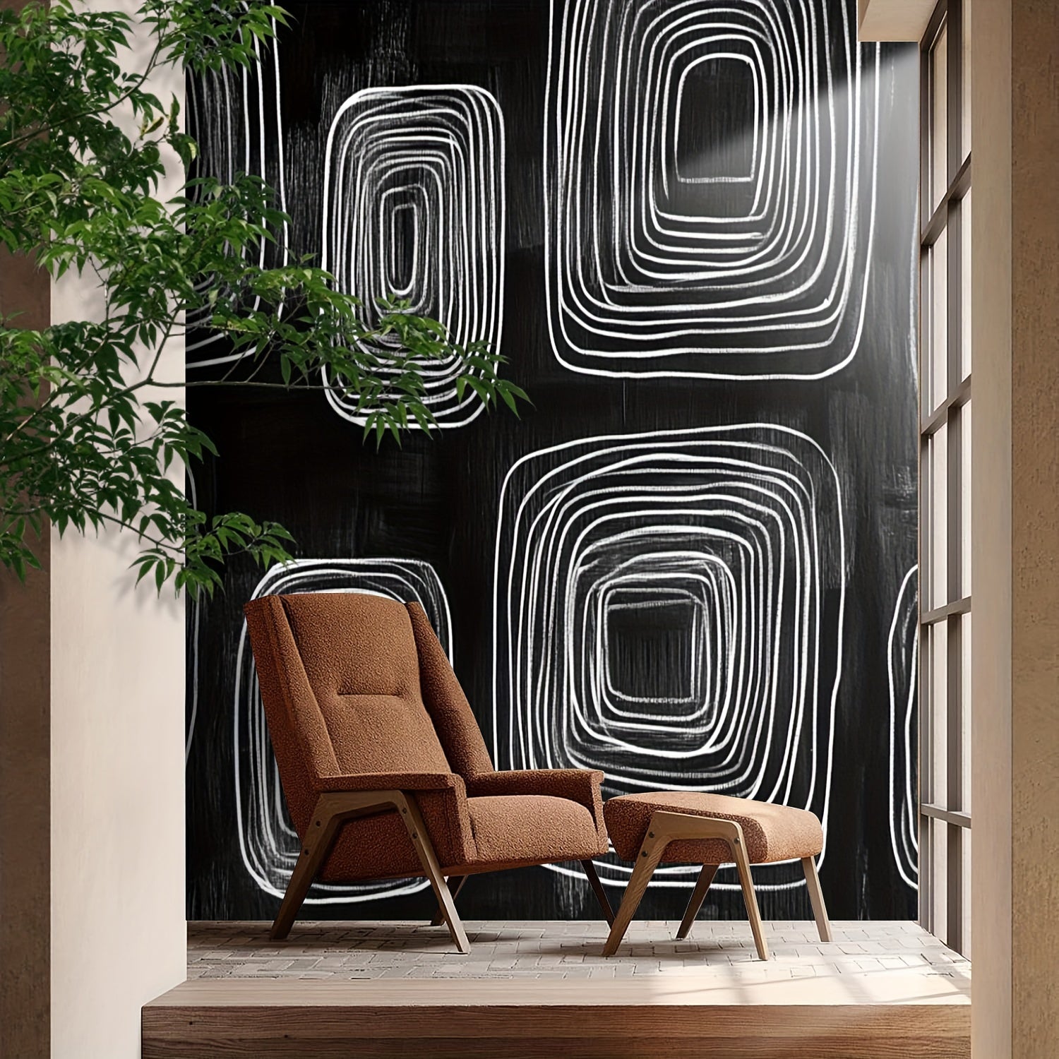 Modern Black and White Abstract Wallpaper 100x144