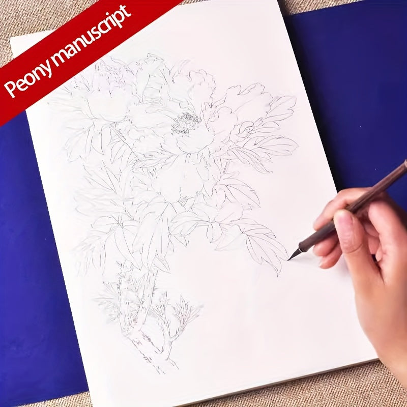 95pcs Beginners Art Kit - White Draft Flower Painting Album & Manual - Black & White Sketches, Watercolor, Chinese Pigments, Color Separation Technique - Perfect for Aspiring Artists Creative Journey