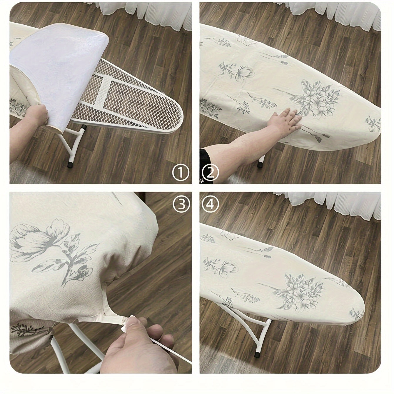 Blue Rose Ironing Board Cover - 55"X20", Anti-Scald, Stain-Resistant, Durable Polyester Cotton, Secure Fit With Nose Pockets