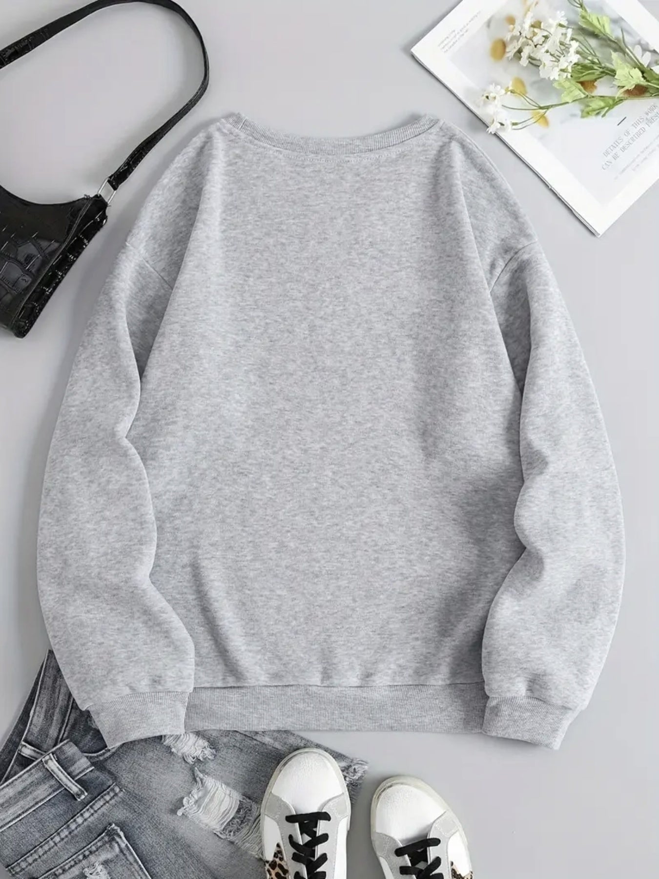 Women's Coffee Gray Hoodie &amp; Kangaroo Pocket Loose Hoodie