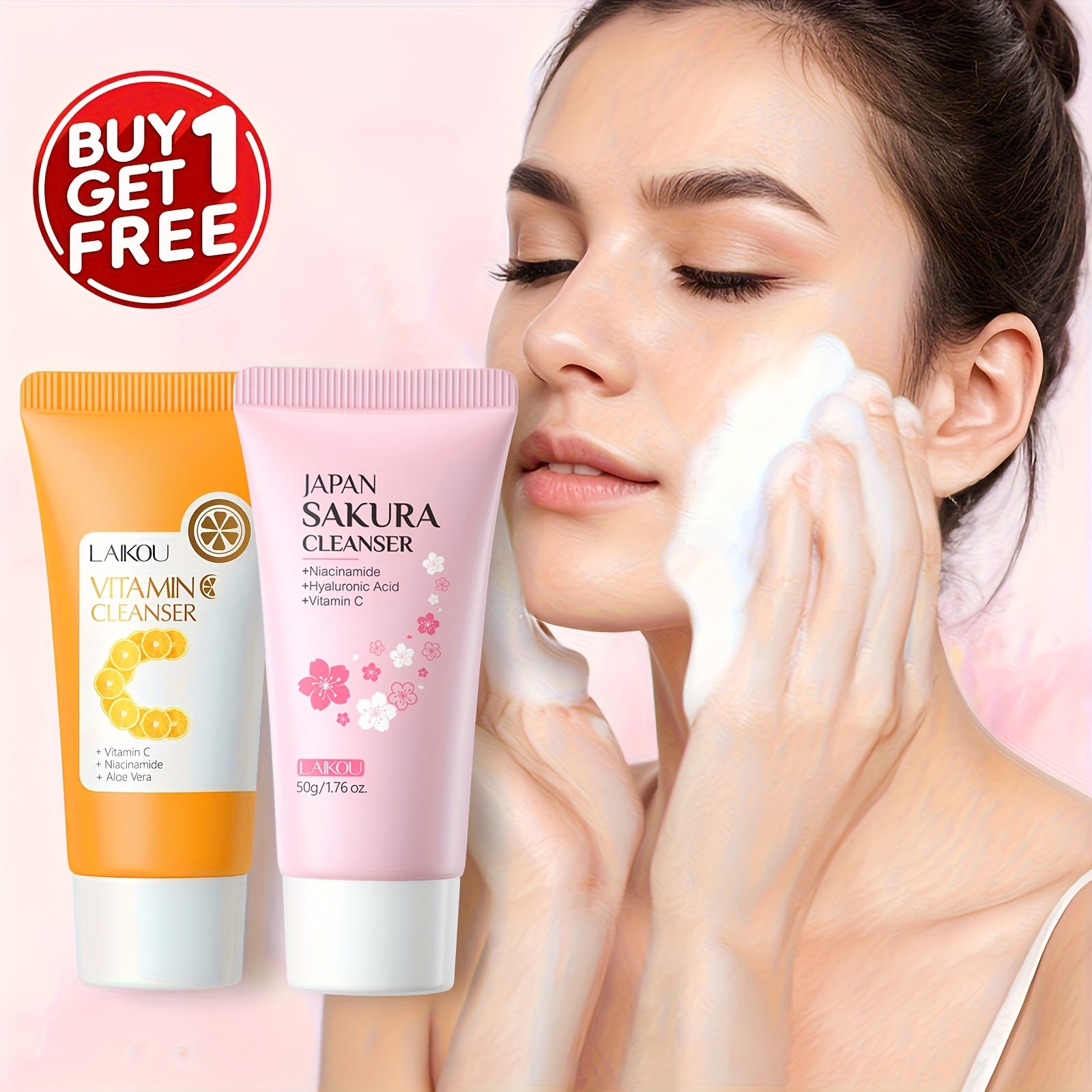 [Oil Control Cleanser] Oil Control Vitamin C Cleanser 50g + Sakura Cleanser | Deep Cleansing Pores Not Tight After Using - Refreshing for All Light Beige Type