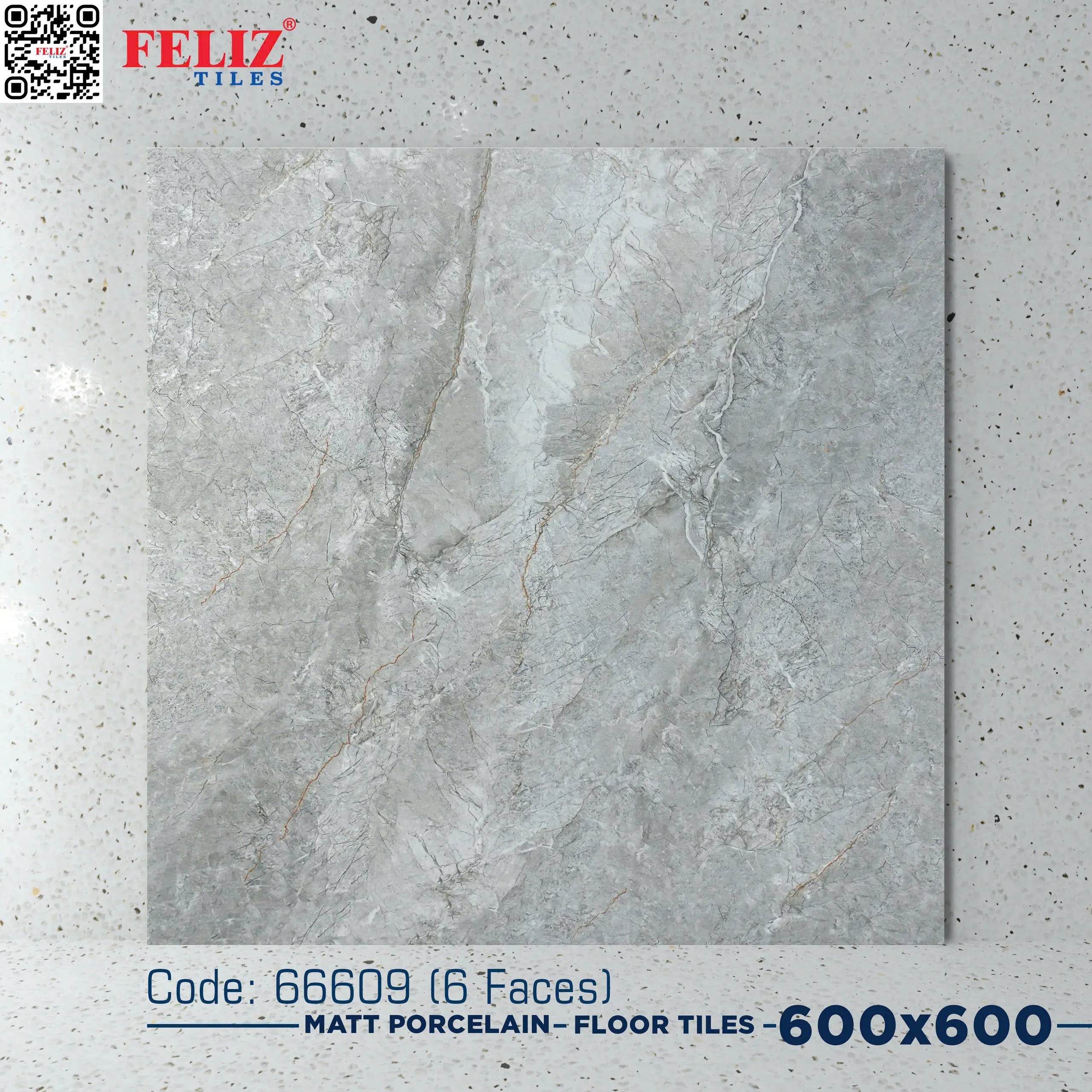 Vietnam floor tiles, Matte gray stone, code 66609, size 600x600mm (4 pieces/box/1.44m2)