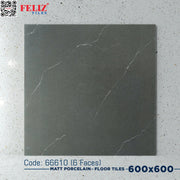 Vietnamese floor tiles, black matte stone, code 66610, size 600x600mm (4 pieces/box/1.44m2)