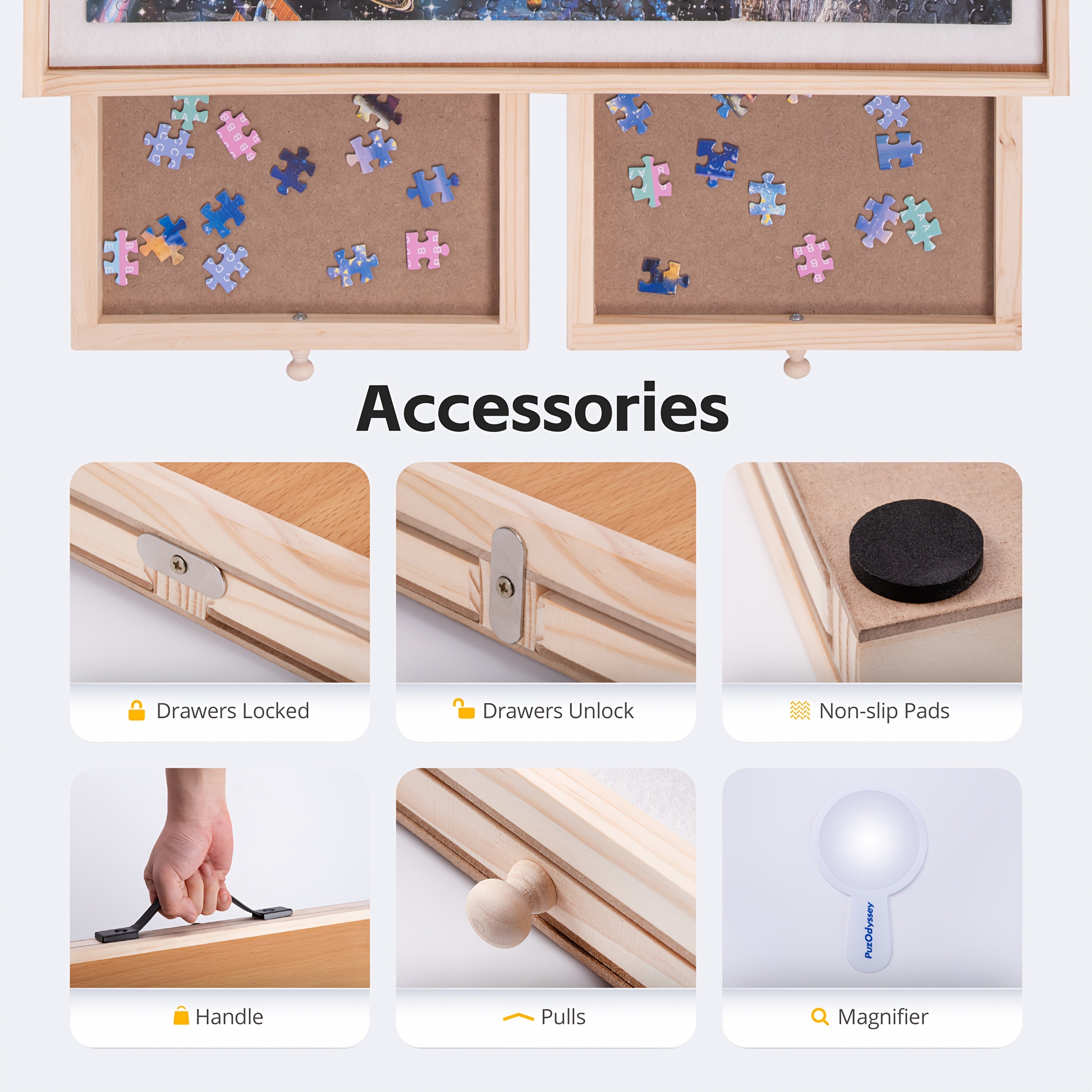 Bàn Xếp Hình Đa Năng 2in1 Xoay Nghiêng 4 Ngăn Kéo - Daisan Mart