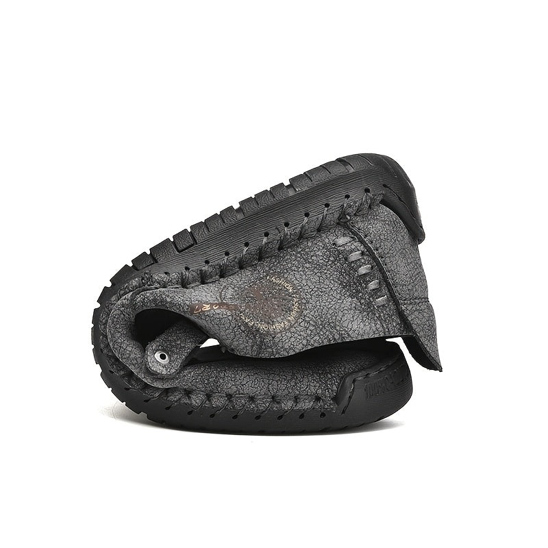 Giày Lười Nam Vintage Da Tổng Hợp Cổ Điển Thủ Công