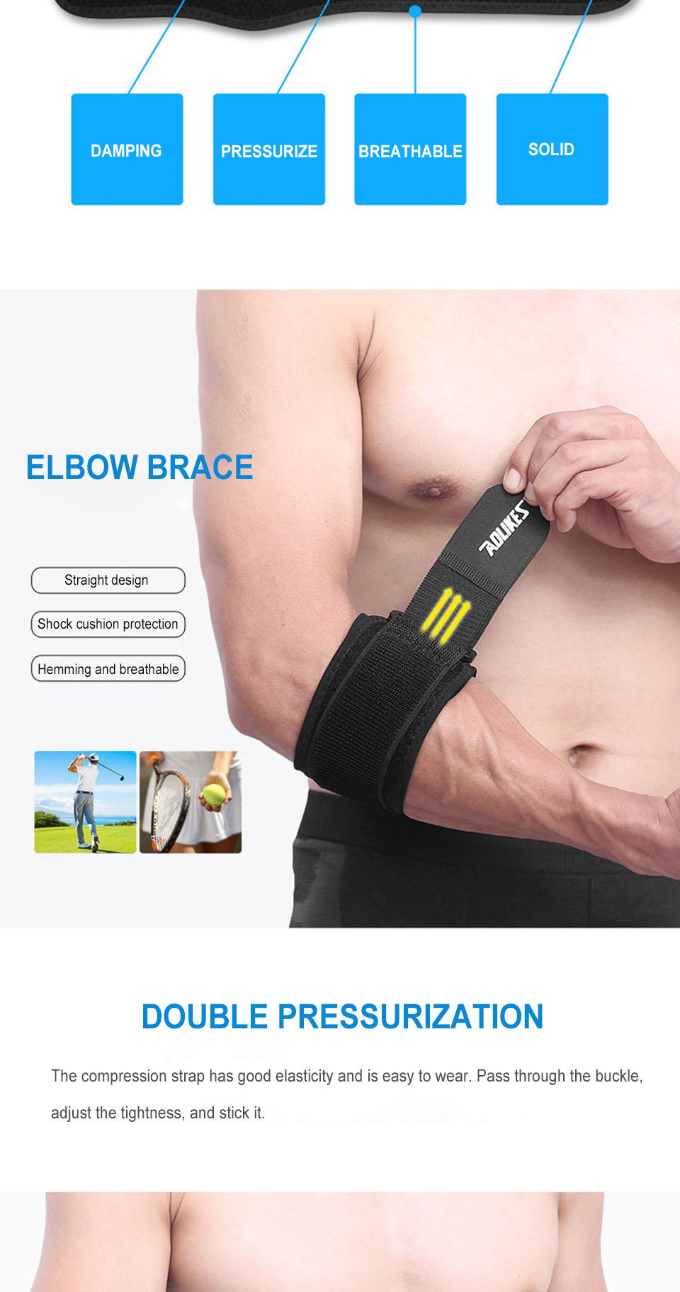 Băng Khớp Thể Thao AOLIKES - Đệm Nén Chống Trượt