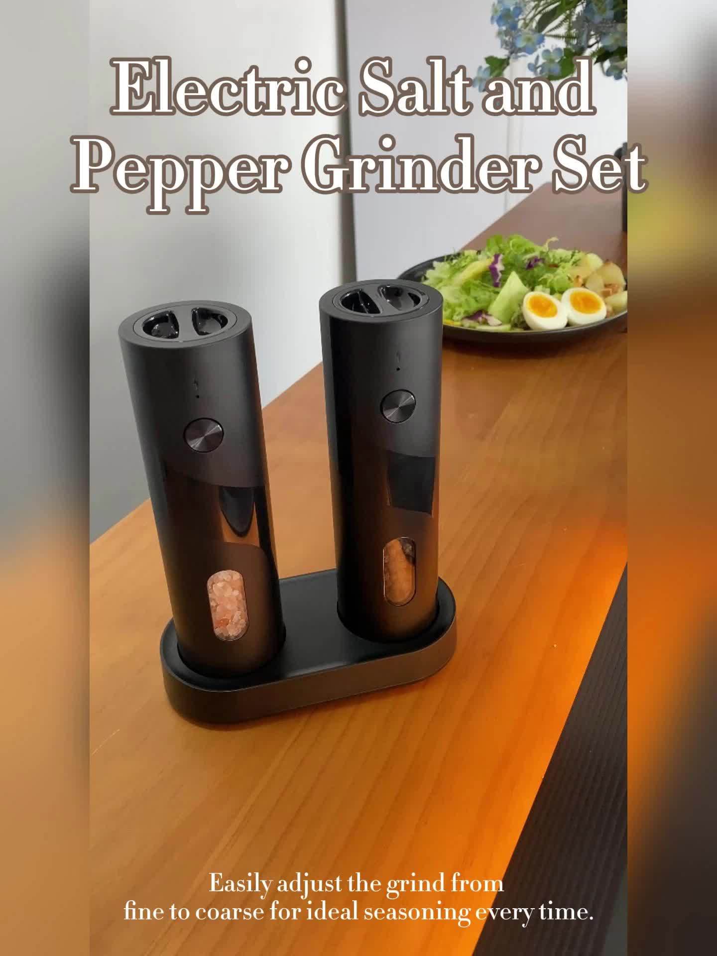 Convenient 2-piece LED automatic electric salt and pepper grinder set