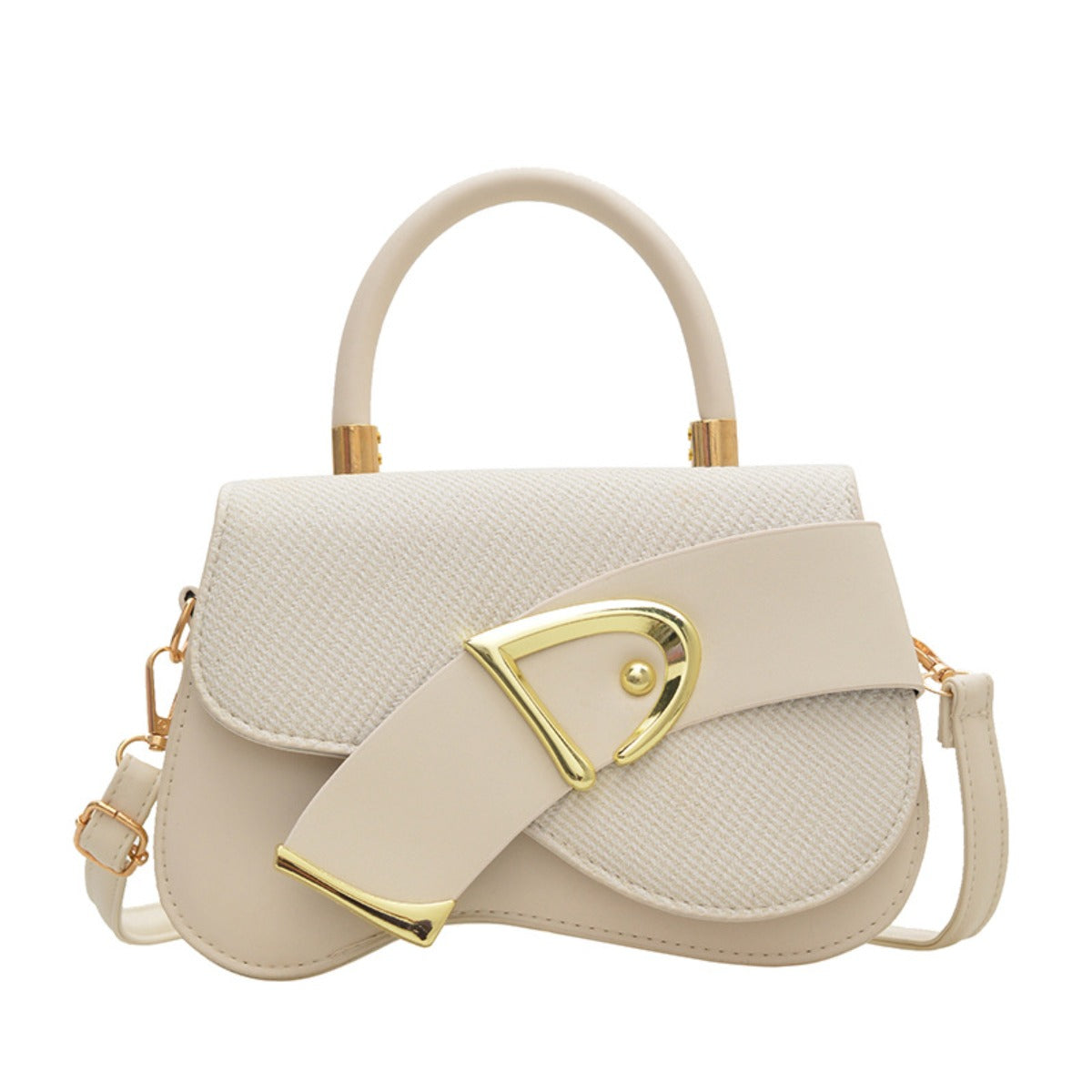 Women's Crossbody Bag - Gold Lock, Compact, Luxurious