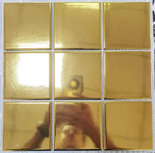 Gold plated Mosaic tile, 97x97mm, code SK1000