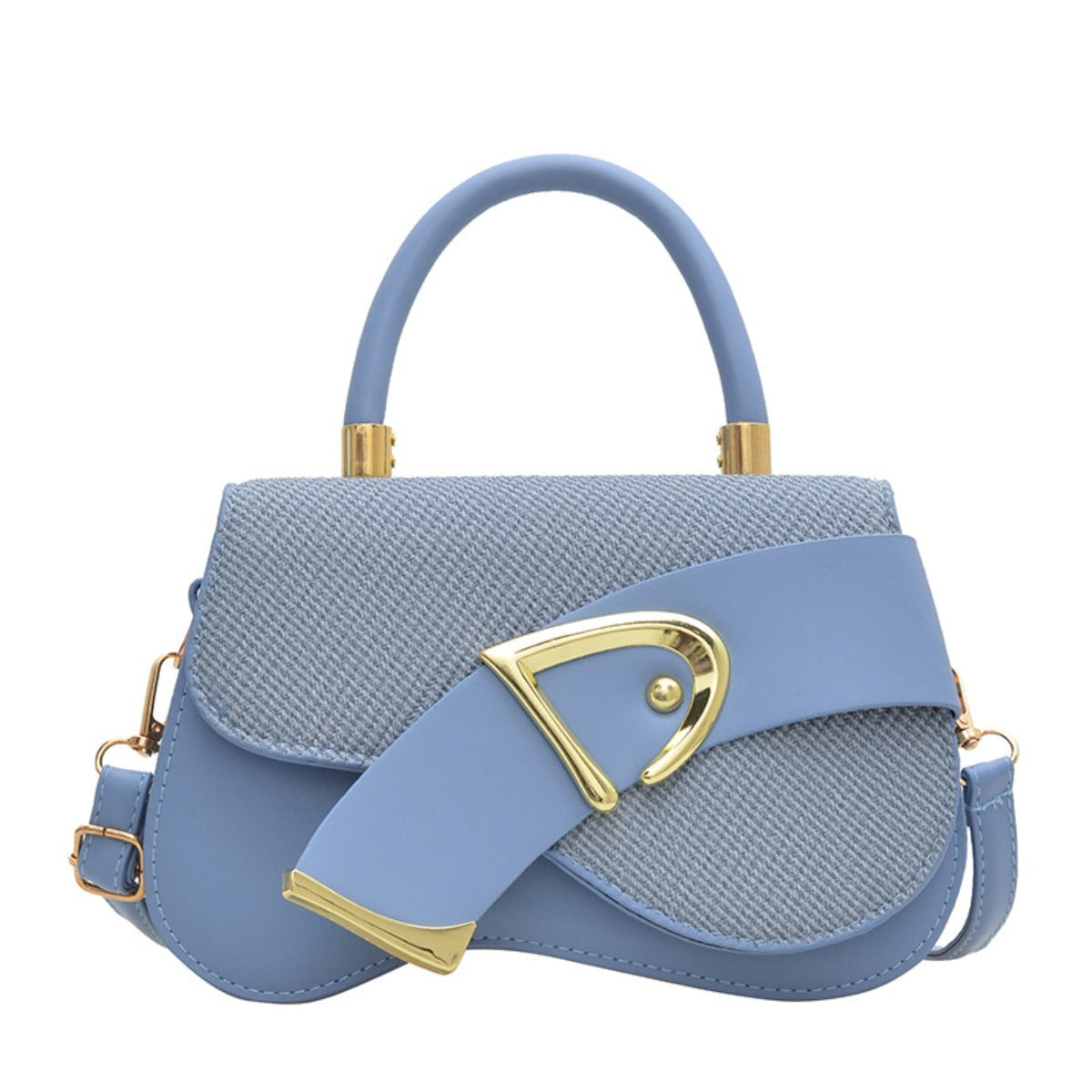 Women's Crossbody Bag - Gold Lock, Compact, Luxurious