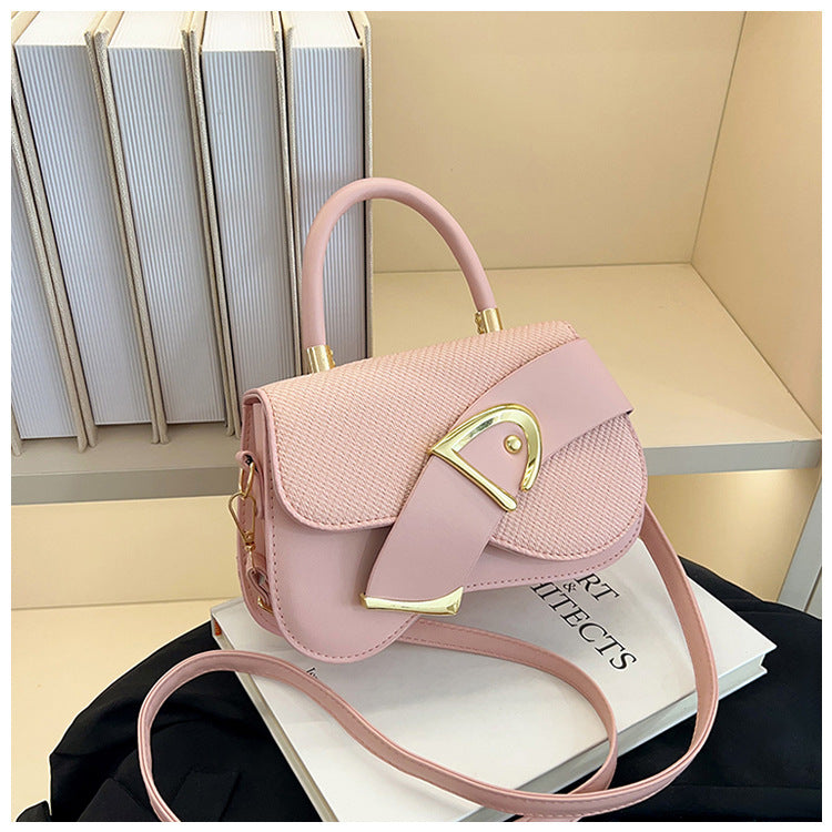 Women's Crossbody Bag - Gold Lock, Compact, Luxurious