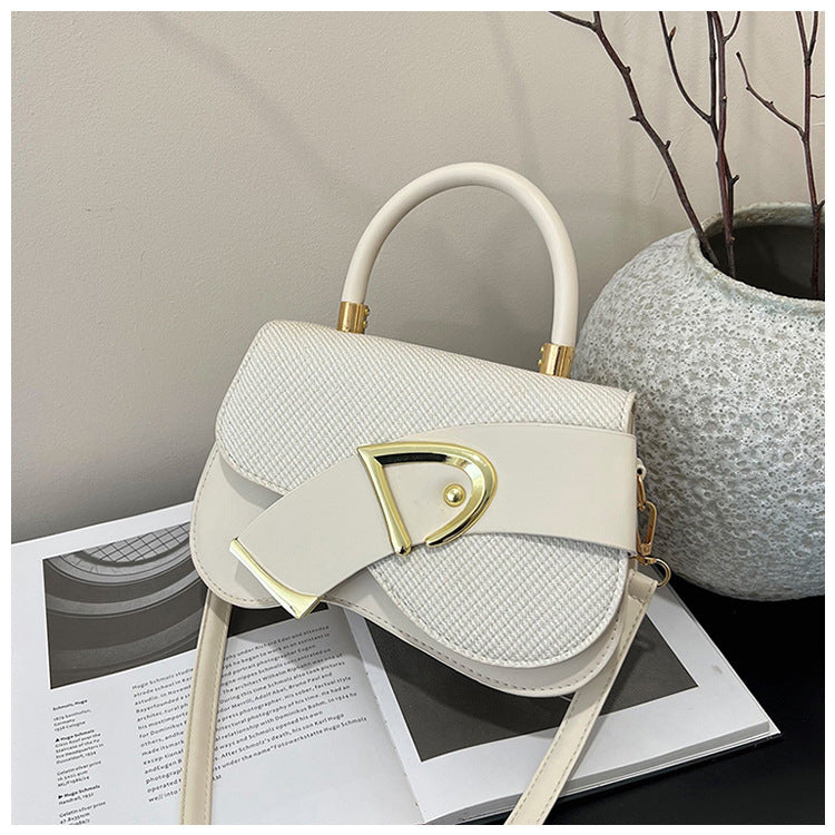 Women's Crossbody Bag - Gold Lock, Compact, Luxurious