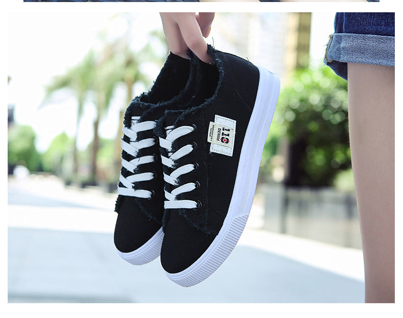 Giày Vải Nữ Trắng Trơn Đế Bằng Thoải Mái 2022