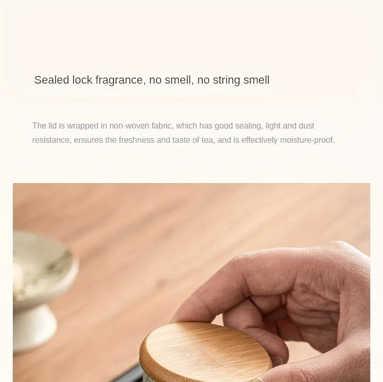 [High-Grade Pu'Er Green Tea Jar] Emerald Green Asparagus Fern Tea Jar Sealed Jar Ceramic Tea Container Moisture-Proof Chinese High-Grade Pu'Er Green Tea Warehouse