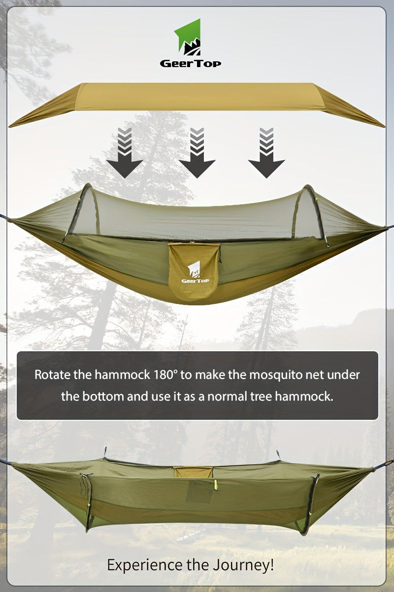 [3-in-1 Hammock] GEERTOP 3-in-1 Outdoor Hammock | Double Sleep Rest Camping Hammock with Mosquito Net Sun Shelter for Backpacking Travel Garden Park - Daisan Mart