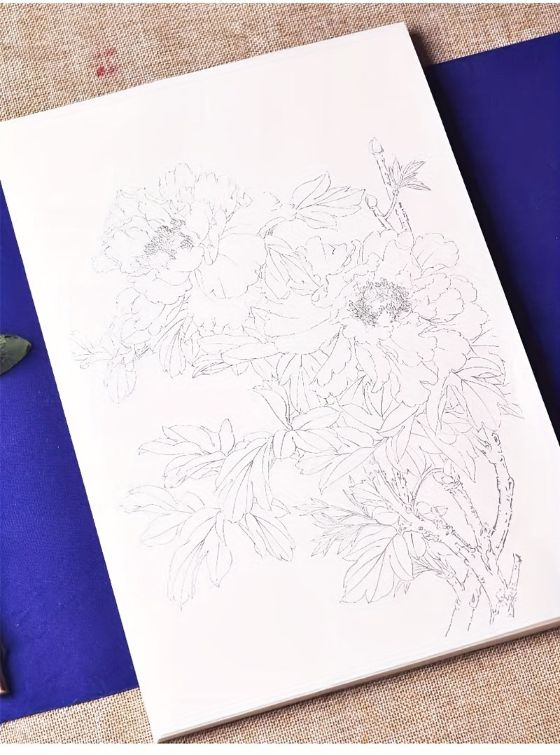 95pcs Beginners Art Kit - White Draft Flower Painting Album & Manual - Black & White Sketches, Watercolor, Chinese Pigments, Color Separation Technique - Perfect for Aspiring Artists Creative Journey