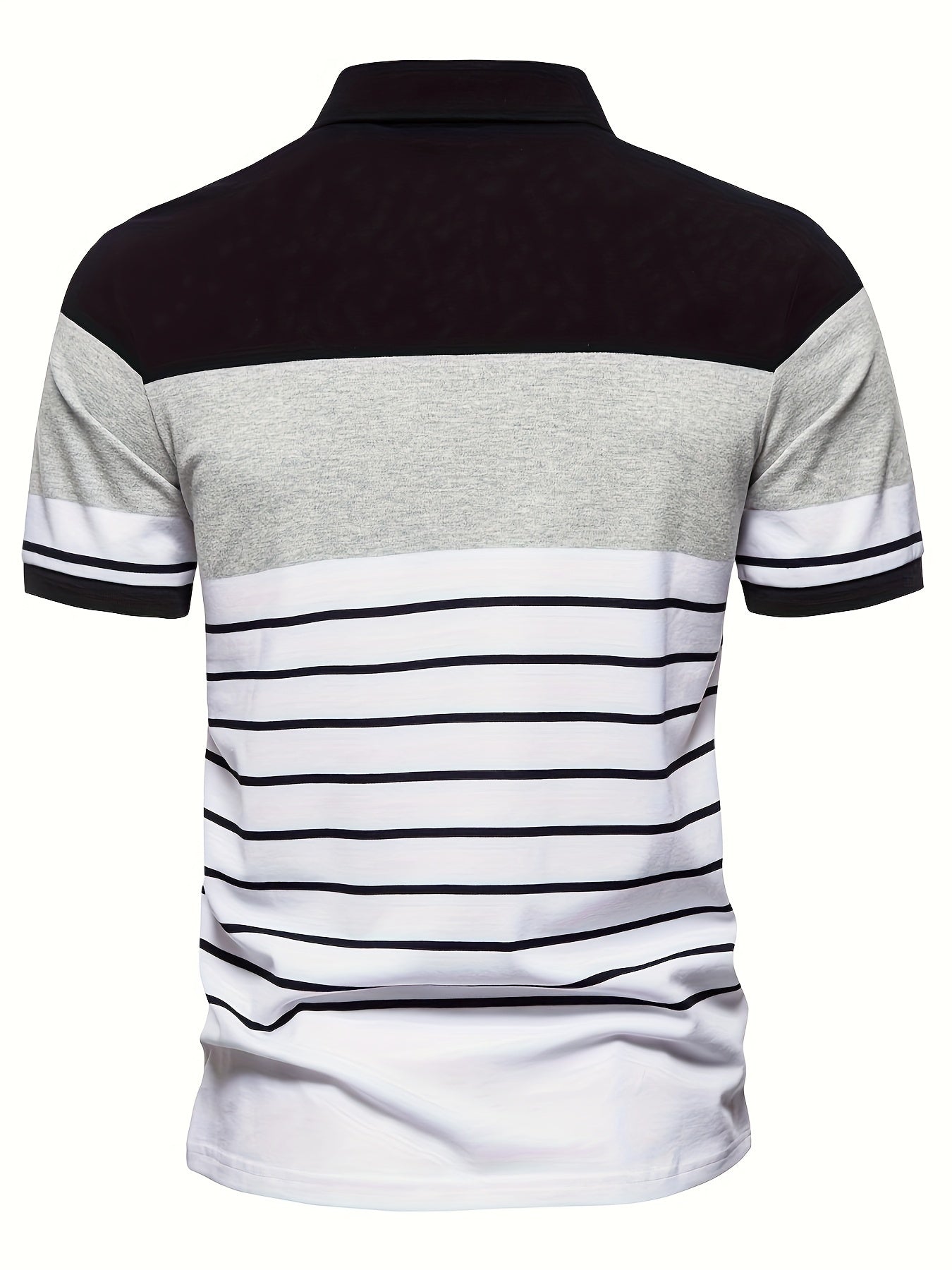 Áo Golf Nam Kẻ Sọc Thoáng Mát, Cộc Tay Nửa Khuy