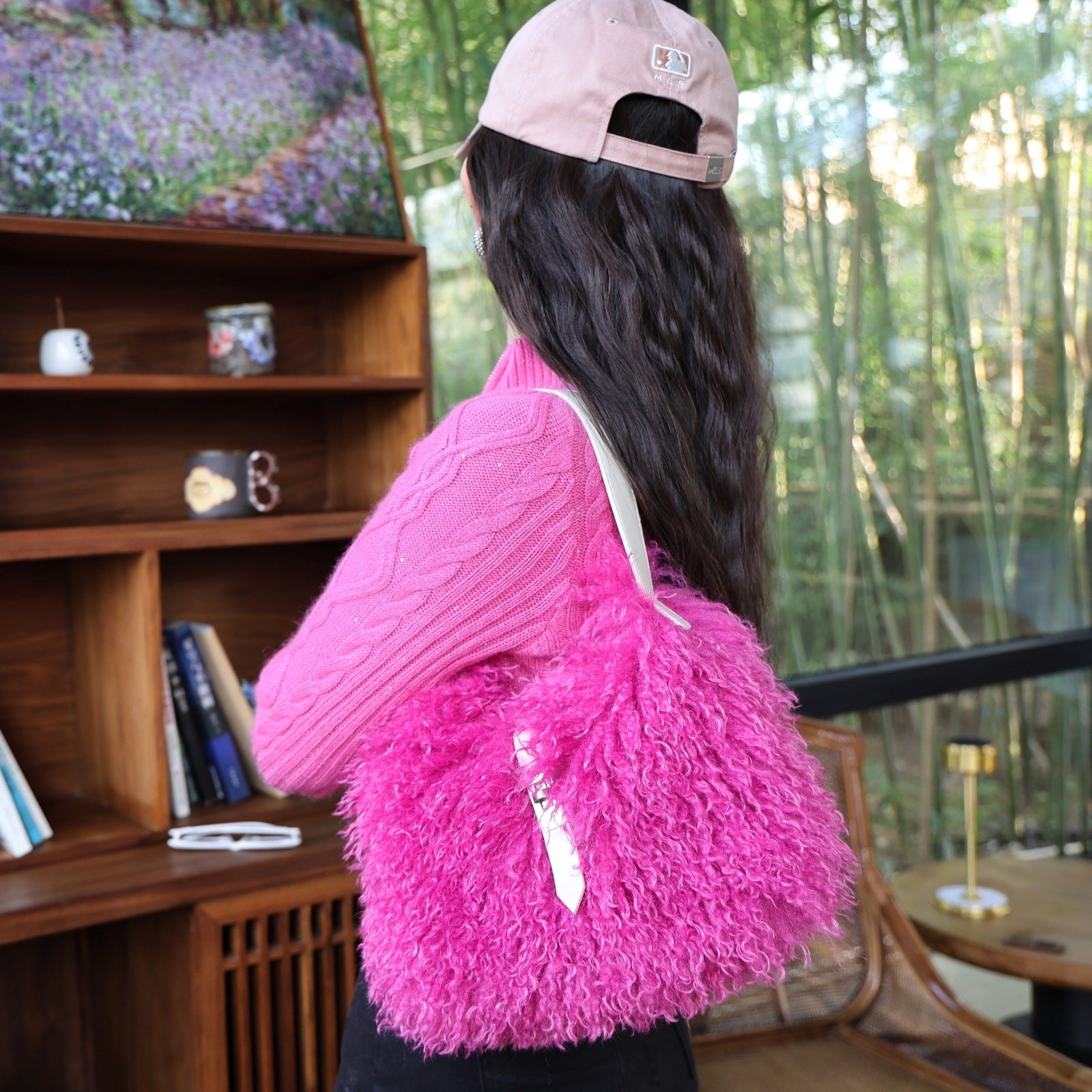 Women's Faux Wool Handbag - Soft &amp; Elegant Crossbody Bag