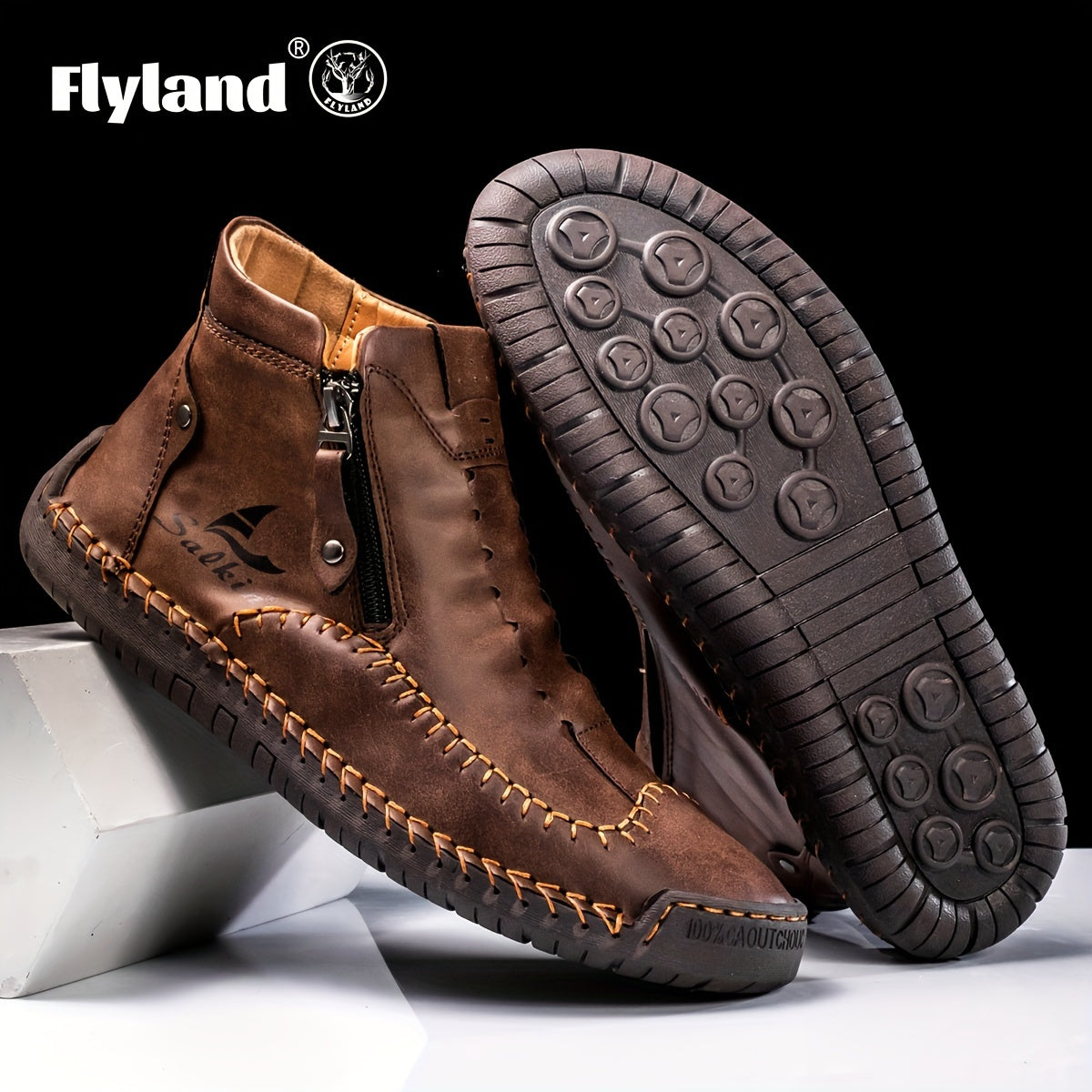 Giày Cổ Ngắn FLYLAND Nam Vintage Chống Trơn Trượt