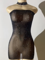 Shiny Rhinestone Bodycon Design Dress, Without Lingerie &amp; Underpants, Women's Sexy Clothing